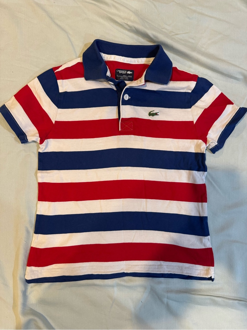 Lacoste Kids' Red White & Blue Striped Polo Shirt
